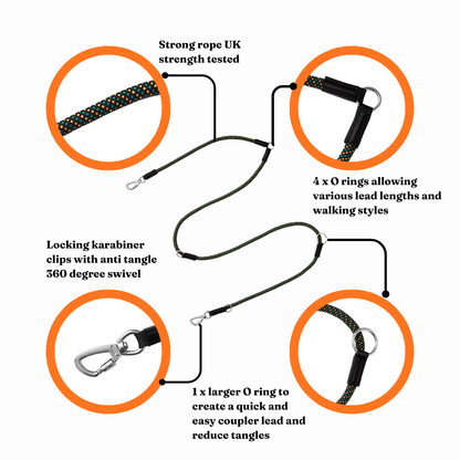 GO-B-FLEXTRA | Multifunctional Rope Lead | Hollyhock